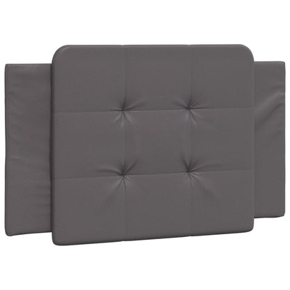 Bedframe met hoofdbord kunstleer grijs 90x200 cm