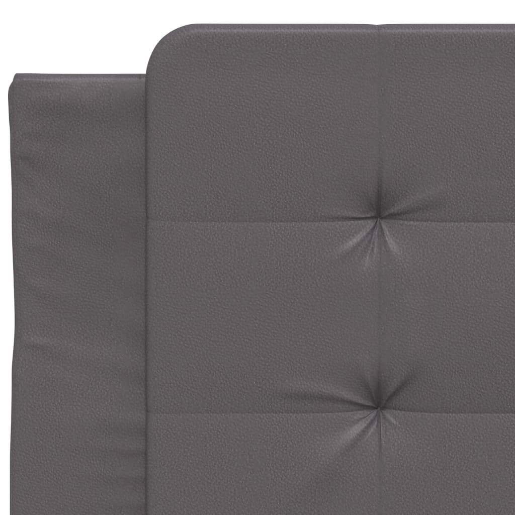 Bedframe met hoofdbord kunstleer grijs 90x200 cm