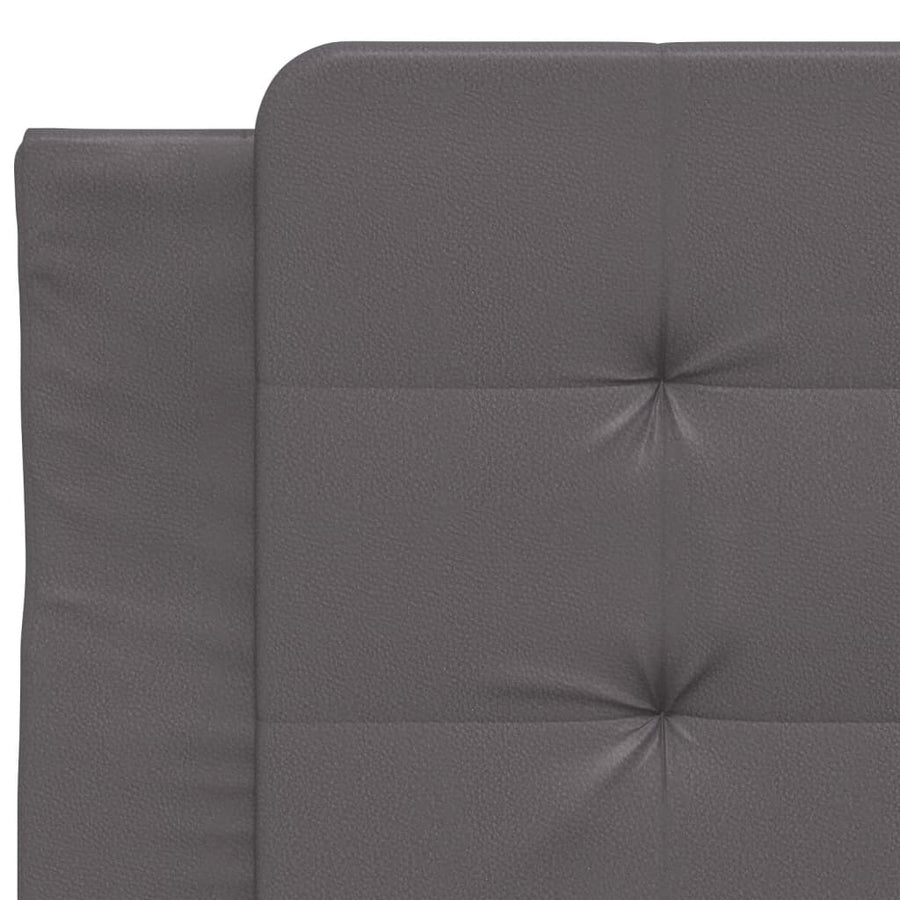 Bedframe met hoofdbord kunstleer grijs 90x200 cm