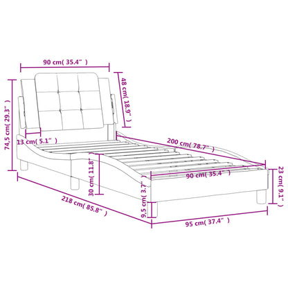 Bedframe met hoofdbord kunstleer cappuccinokleurig 90x200 cm