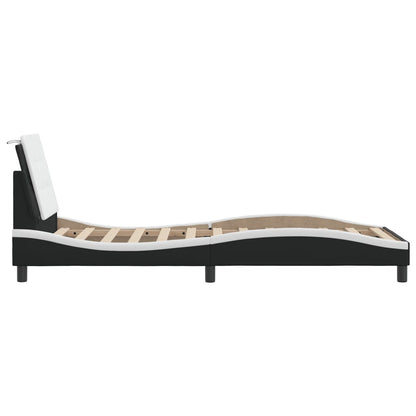 Bedframe met hoofdbord kunstleer zwart en wit 90x200 cm
