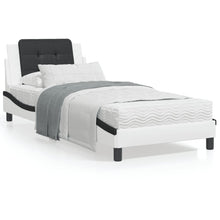 Bedframe met hoofdbord kunstleer wit en zwart 90x200 cm