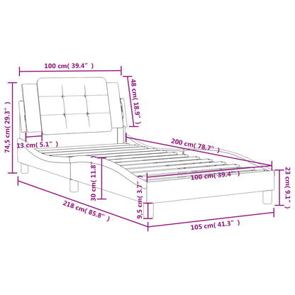 Bedframe met hoofdbord kunstleer wit 100x200 cm