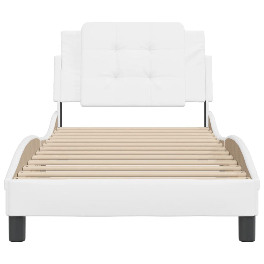 Bedframe met hoofdbord kunstleer wit 100x200 cm