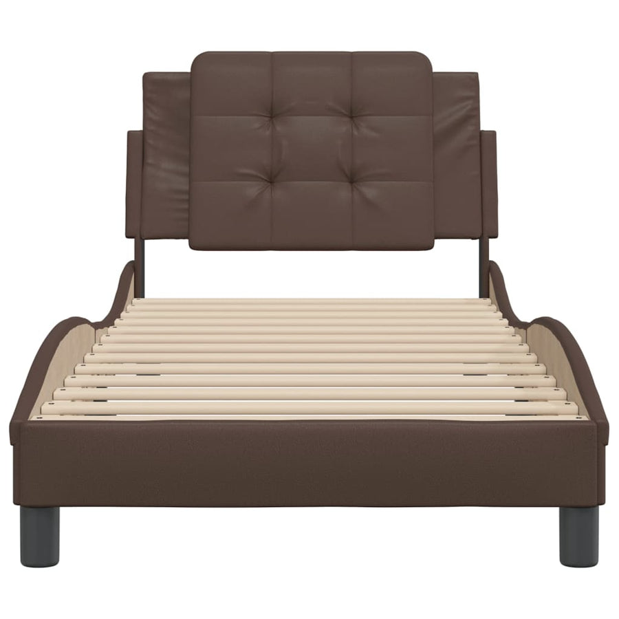 Bedframe met hoofdbord kunstleer bruin 100x200 cm