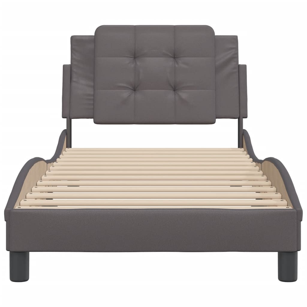 Bedframe met hoofdbord kunstleer grijs 100x200 cm