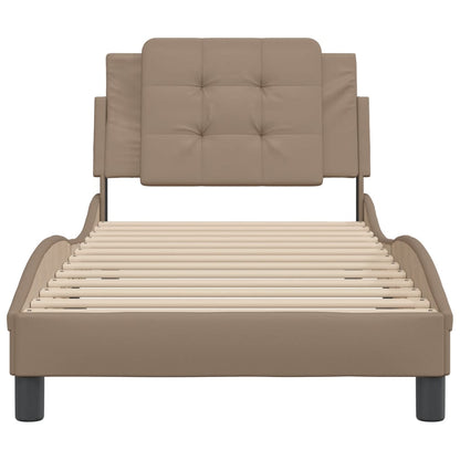 Bedframe met hoofdbord kunstleer cappuccinokleurig 100x200 cm