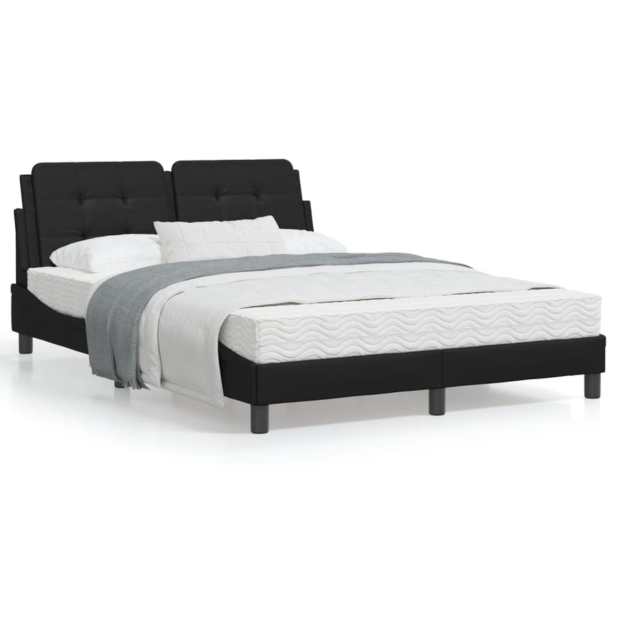Bedframe met hoofdbord kunstleer zwart 120x200 cm