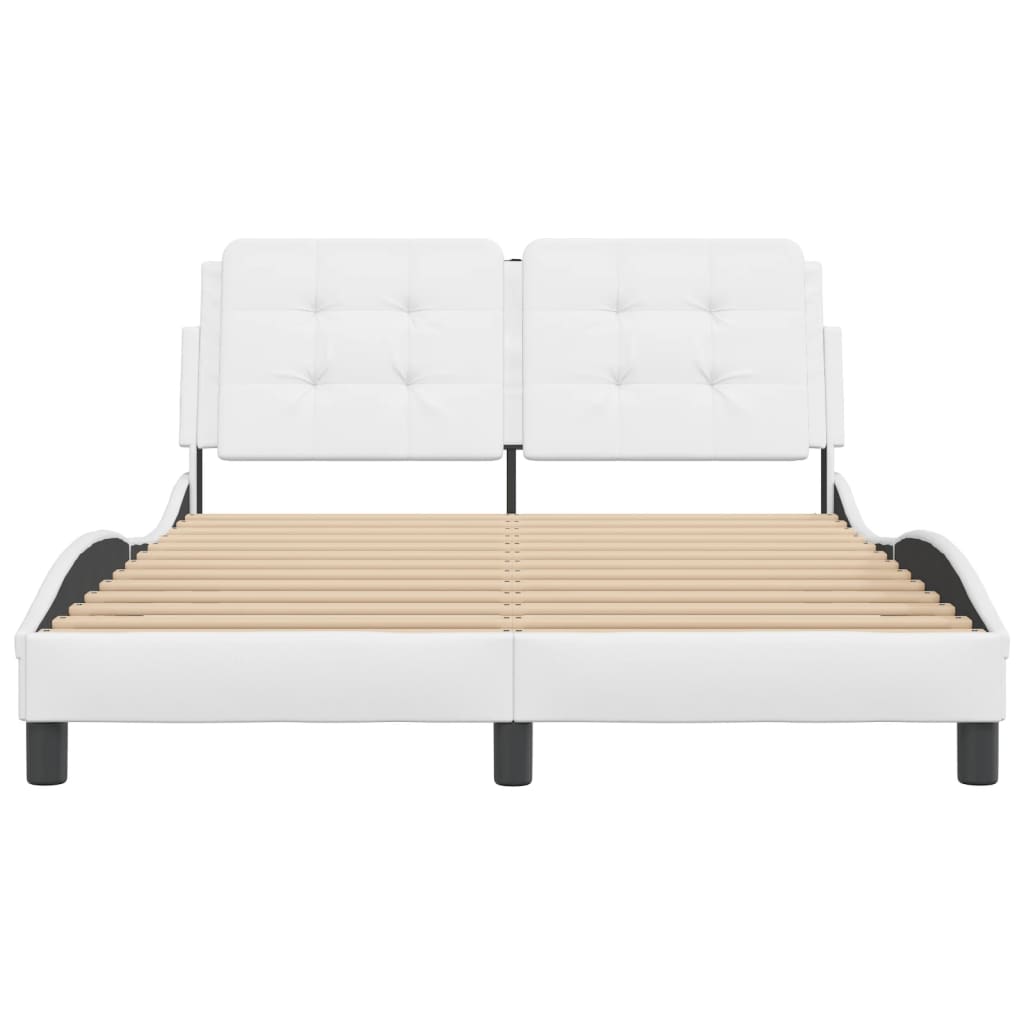 Bedframe met hoofdbord kunstleer wit 120x200 cm