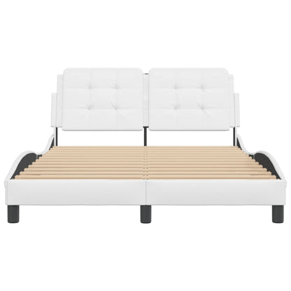 Bedframe met hoofdbord kunstleer wit 120x200 cm