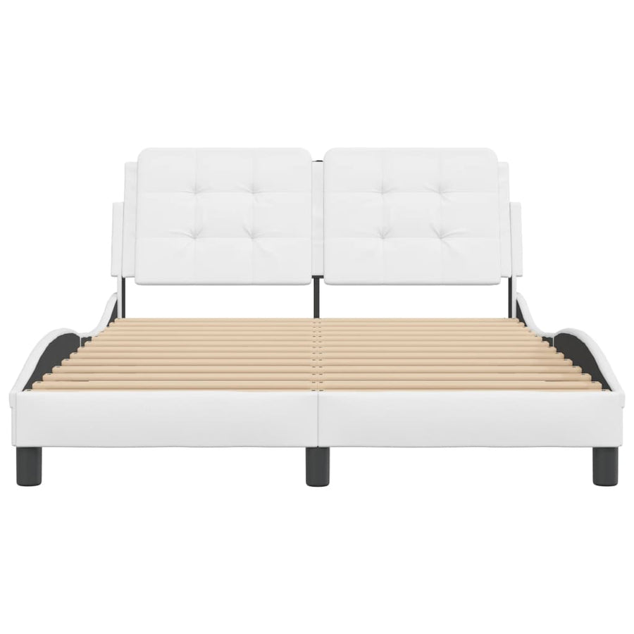 Bedframe met hoofdbord kunstleer wit 120x200 cm