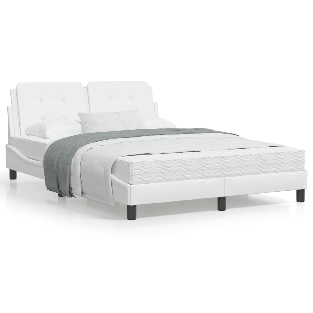 Bedframe met hoofdbord kunstleer wit 120x200 cm