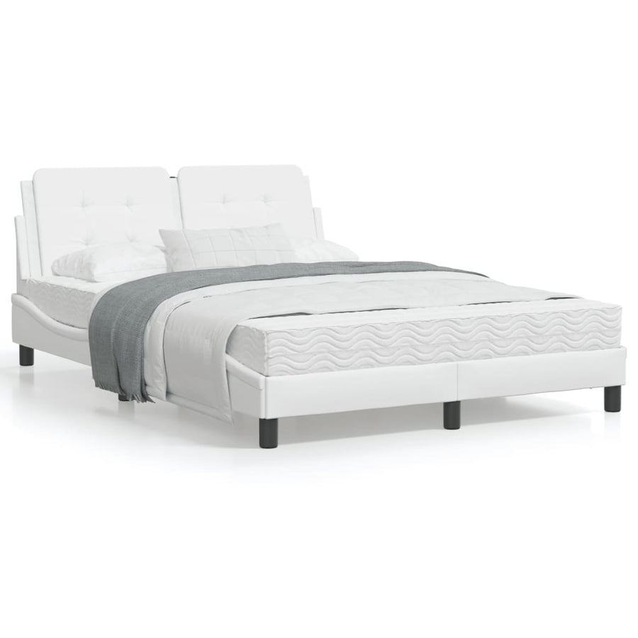 Bedframe met hoofdbord kunstleer wit 120x200 cm