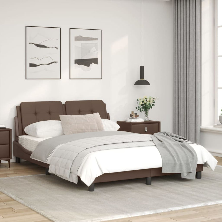Bedframe met hoofdbord kunstleer bruin 120x200 cm