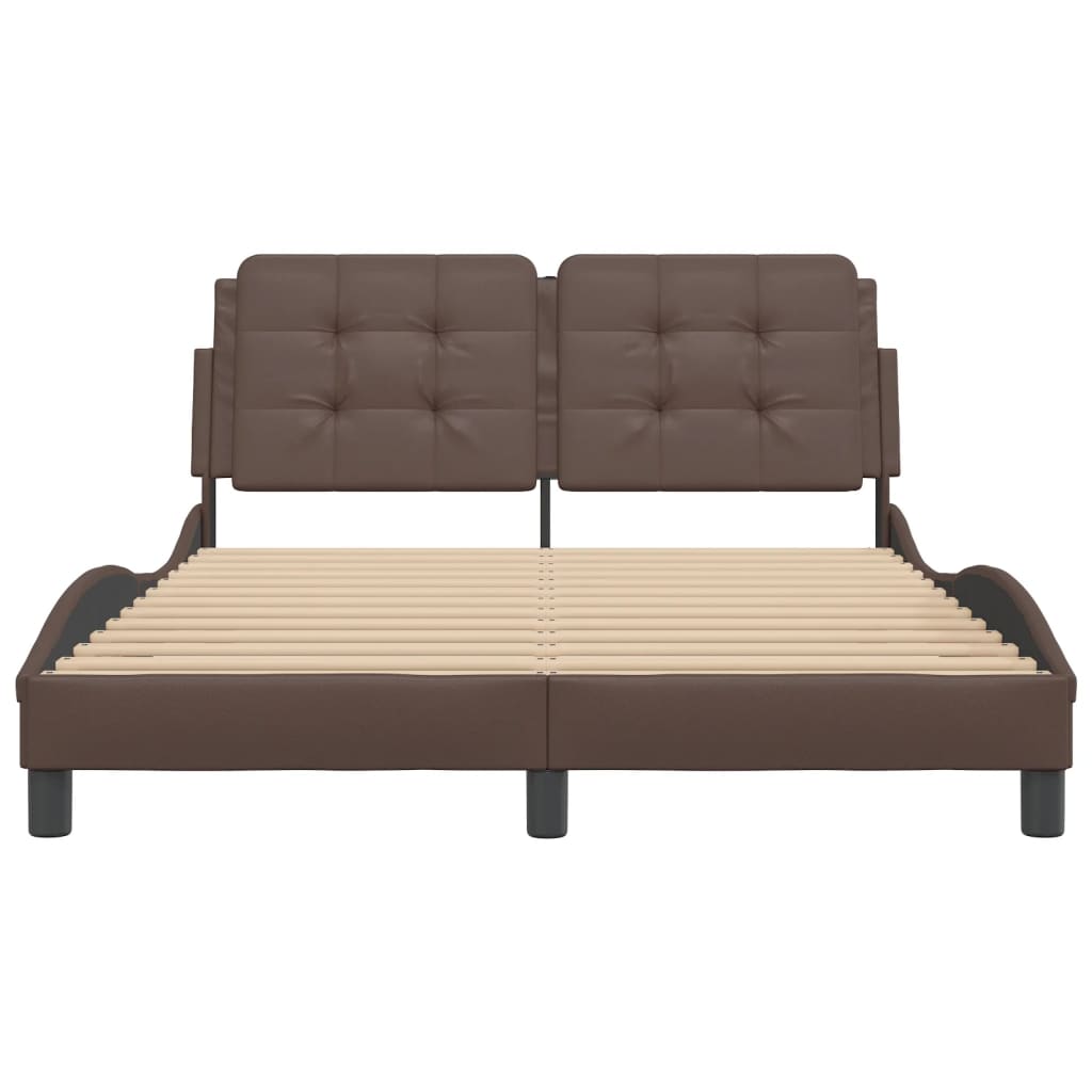 Bedframe met hoofdbord kunstleer bruin 120x200 cm