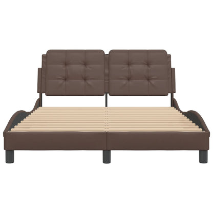 Bedframe met hoofdbord kunstleer bruin 120x200 cm