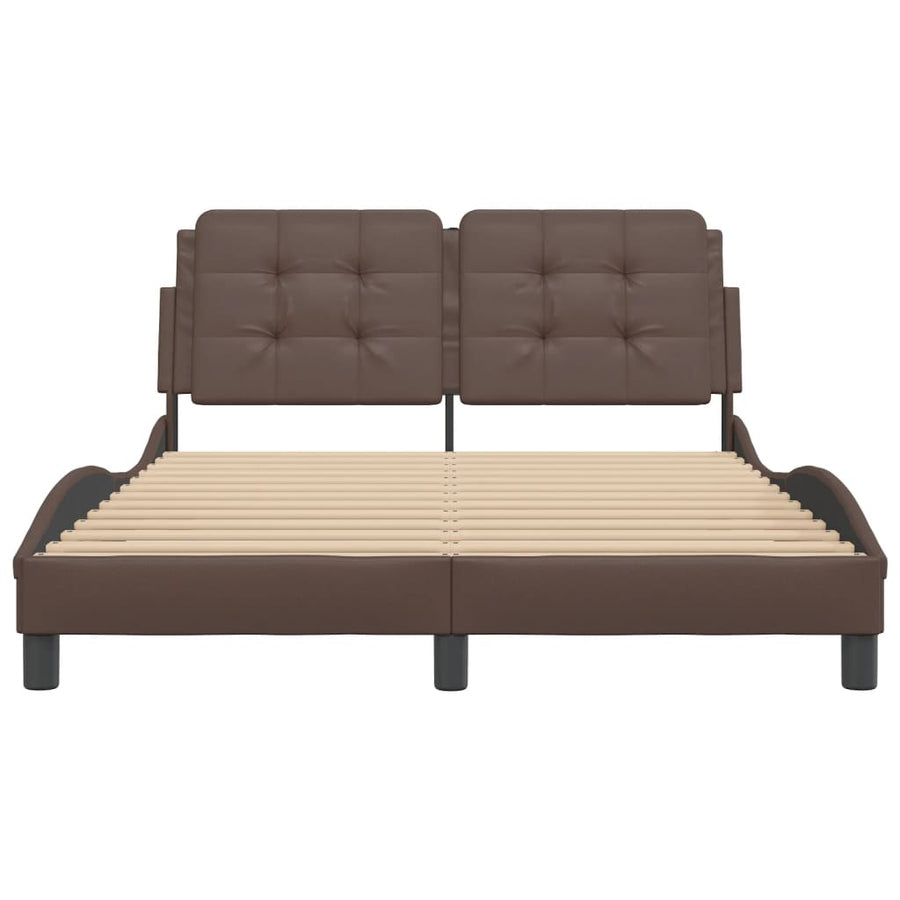 Bedframe met hoofdbord kunstleer bruin 120x200 cm