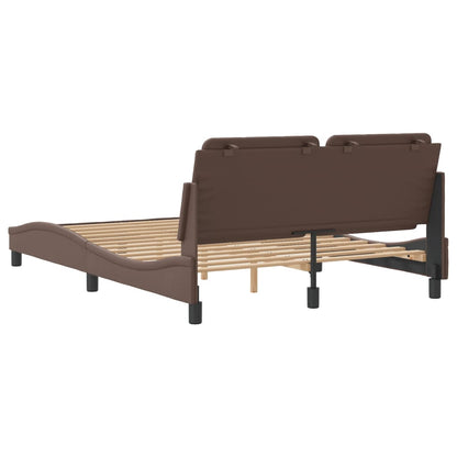Bedframe met hoofdbord kunstleer bruin 120x200 cm