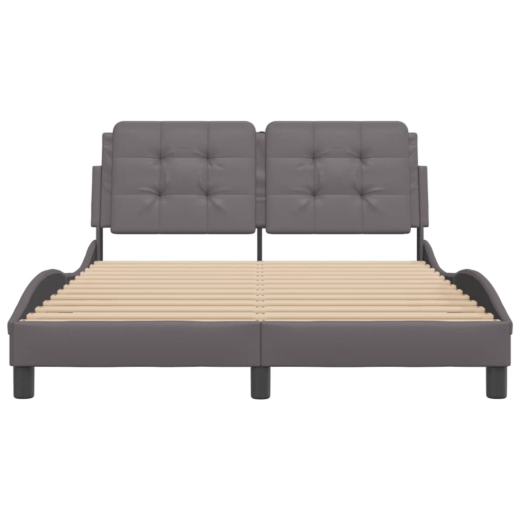 Bedframe met hoofdbord kunstleer grijs 120x200 cm