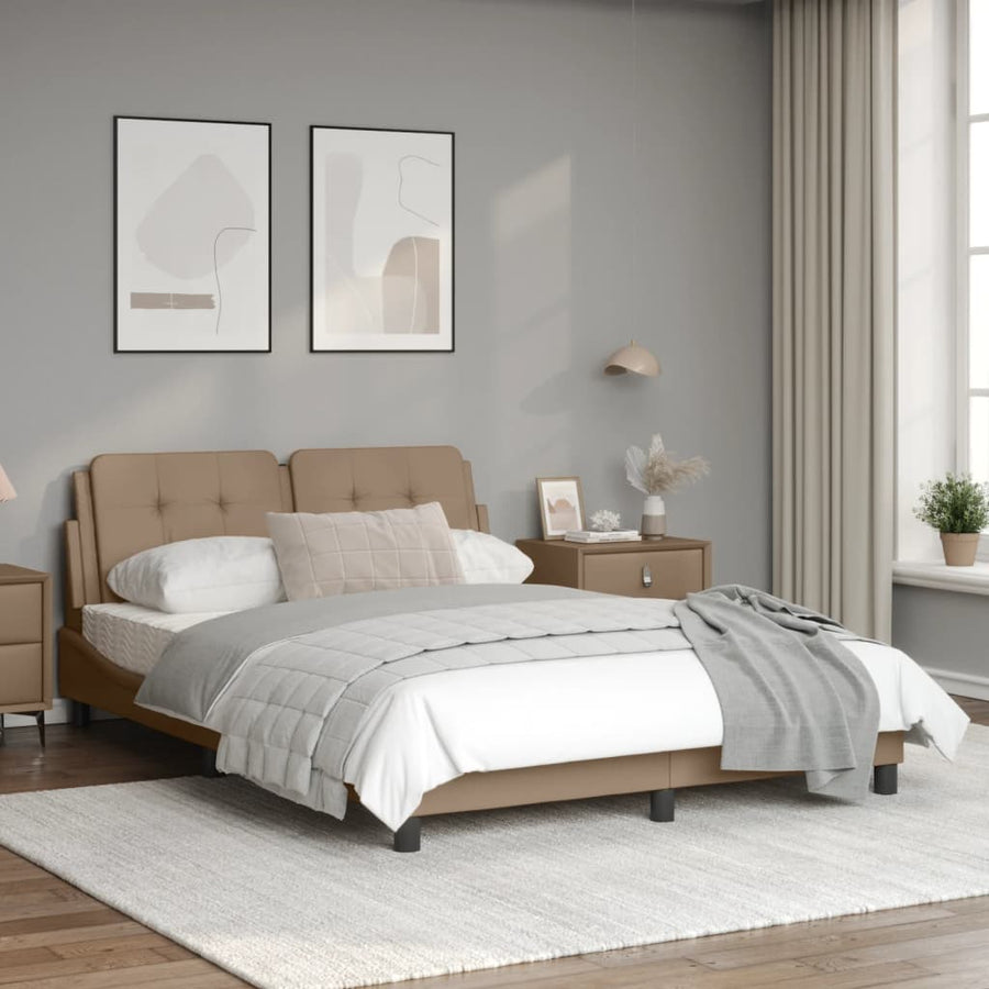 Bedframe met hoofdbord kunstleer cappuccinokleurig 120x200 cm
