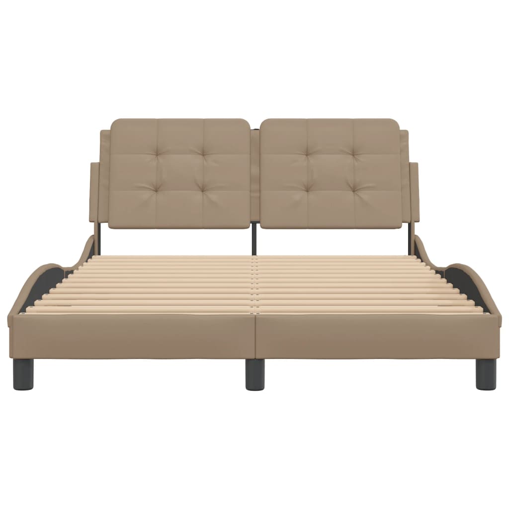 Bedframe met hoofdbord kunstleer cappuccinokleurig 120x200 cm