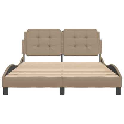 Bedframe met hoofdbord kunstleer cappuccinokleurig 120x200 cm