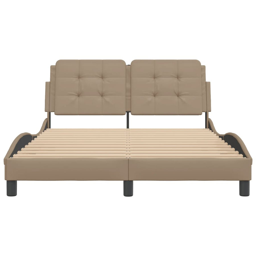 Bedframe met hoofdbord kunstleer cappuccinokleurig 120x200 cm