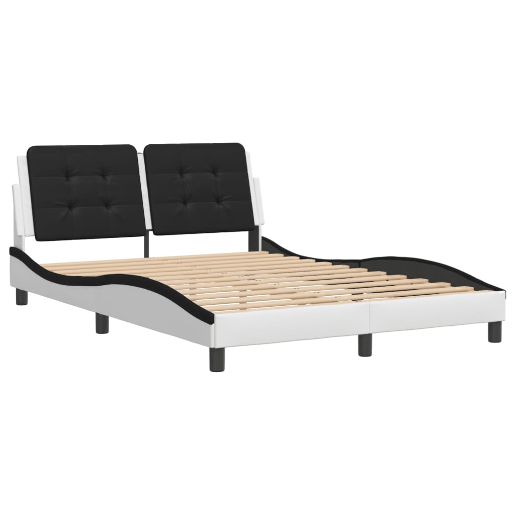 Bedframe met hoofdbord kunstleer zwart en wit 120x200 cm
