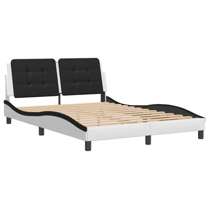 Bedframe met hoofdbord kunstleer zwart en wit 120x200 cm