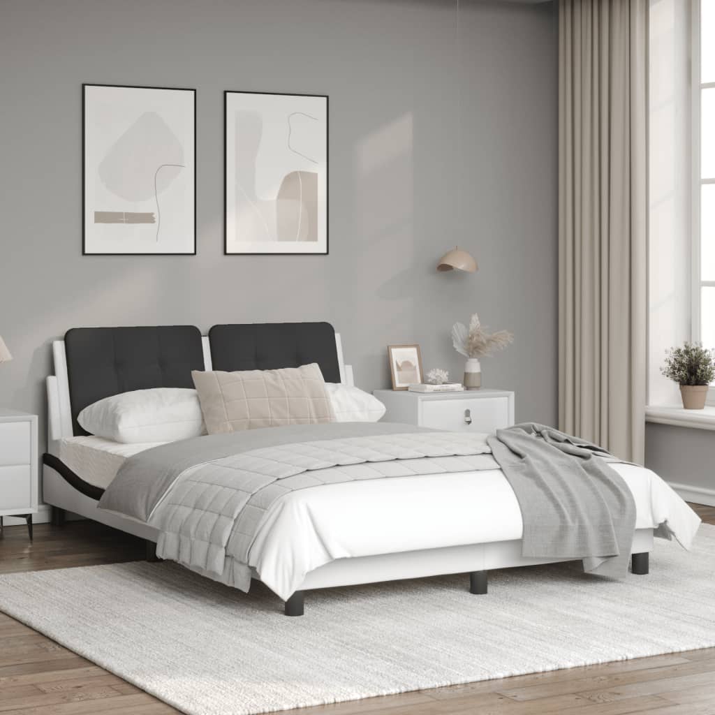 Bedframe met hoofdbord kunstleer zwart en wit 120x200 cm
