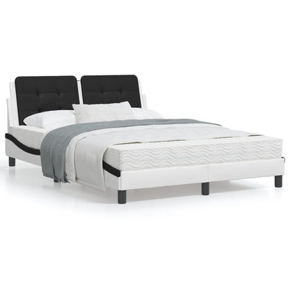 Bedframe met hoofdbord kunstleer zwart en wit 120x200 cm