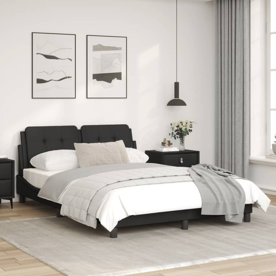 Bedframe met hoofdeind kunstleer zwart 140x190 cm