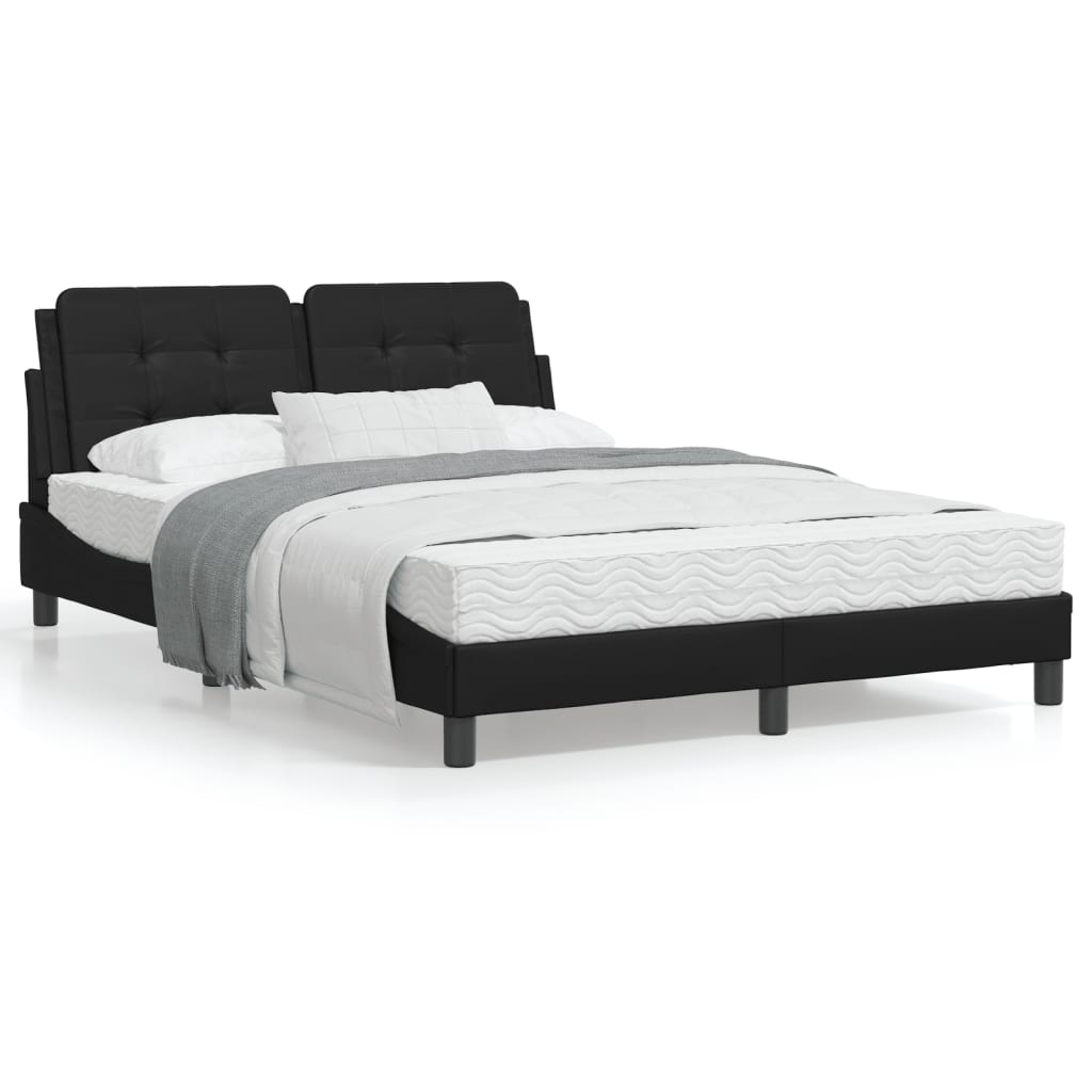 Bedframe met hoofdeind kunstleer zwart 140x190 cm