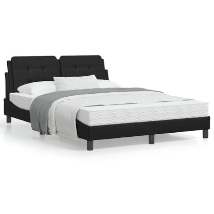 Bedframe met hoofdeind kunstleer zwart 140x190 cm