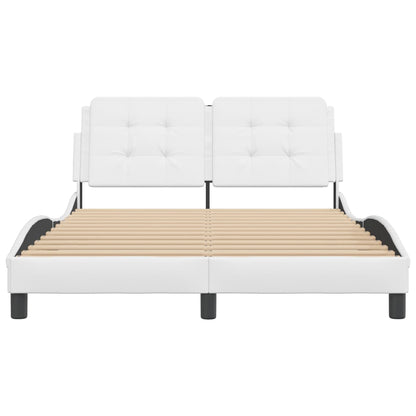 Bedframe met hoofdbord kunstleer wit 140x190 cm
