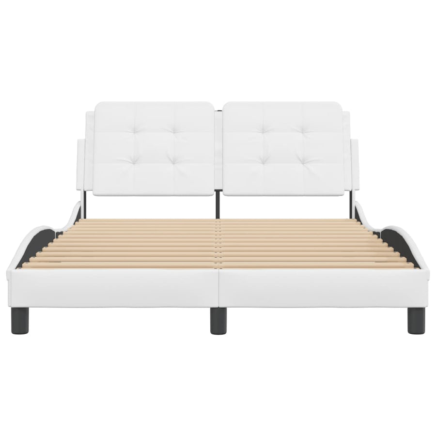 Bedframe met hoofdbord kunstleer wit 140x190 cm