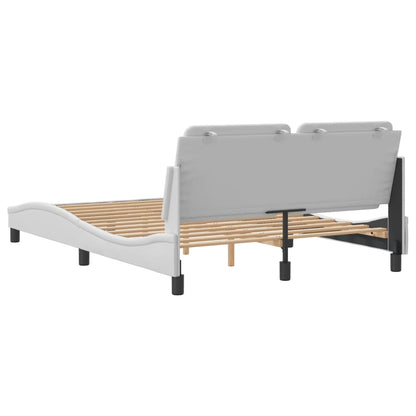 Bedframe met hoofdbord kunstleer wit 140x190 cm