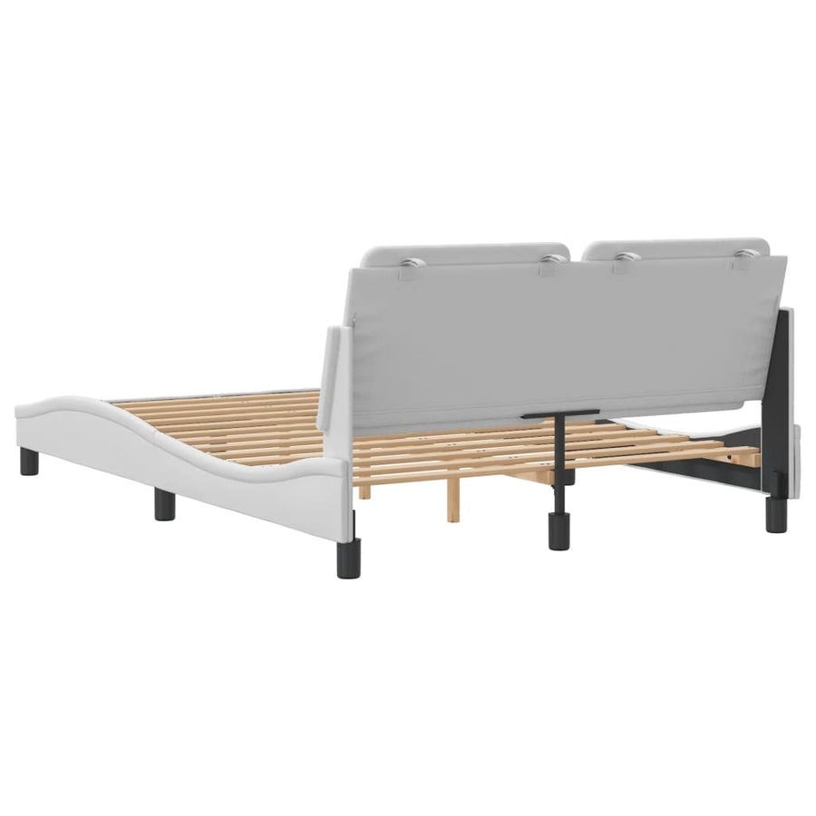 Bedframe met hoofdbord kunstleer wit 140x190 cm