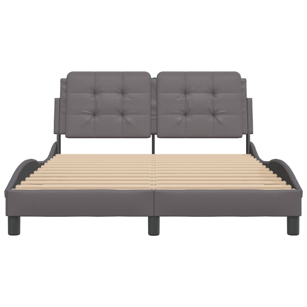 Bedframe met hoofdbord kunstleer grijs 140x190 cm
