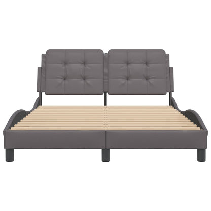Bedframe met hoofdbord kunstleer grijs 140x190 cm