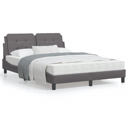 Bedframe met hoofdbord kunstleer grijs 140x190 cm