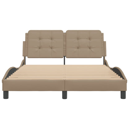 Bedframe met hoofdbord kunstleer cappucinnokleurig 140x190 cm