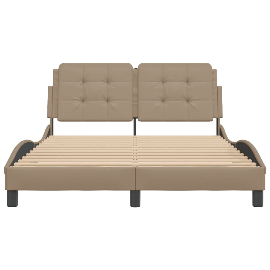 Bedframe met hoofdbord kunstleer cappucinnokleurig 140x190 cm