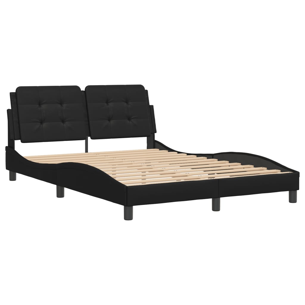 Bedframe met hoofdbord kunstleer zwart 140x200 cm