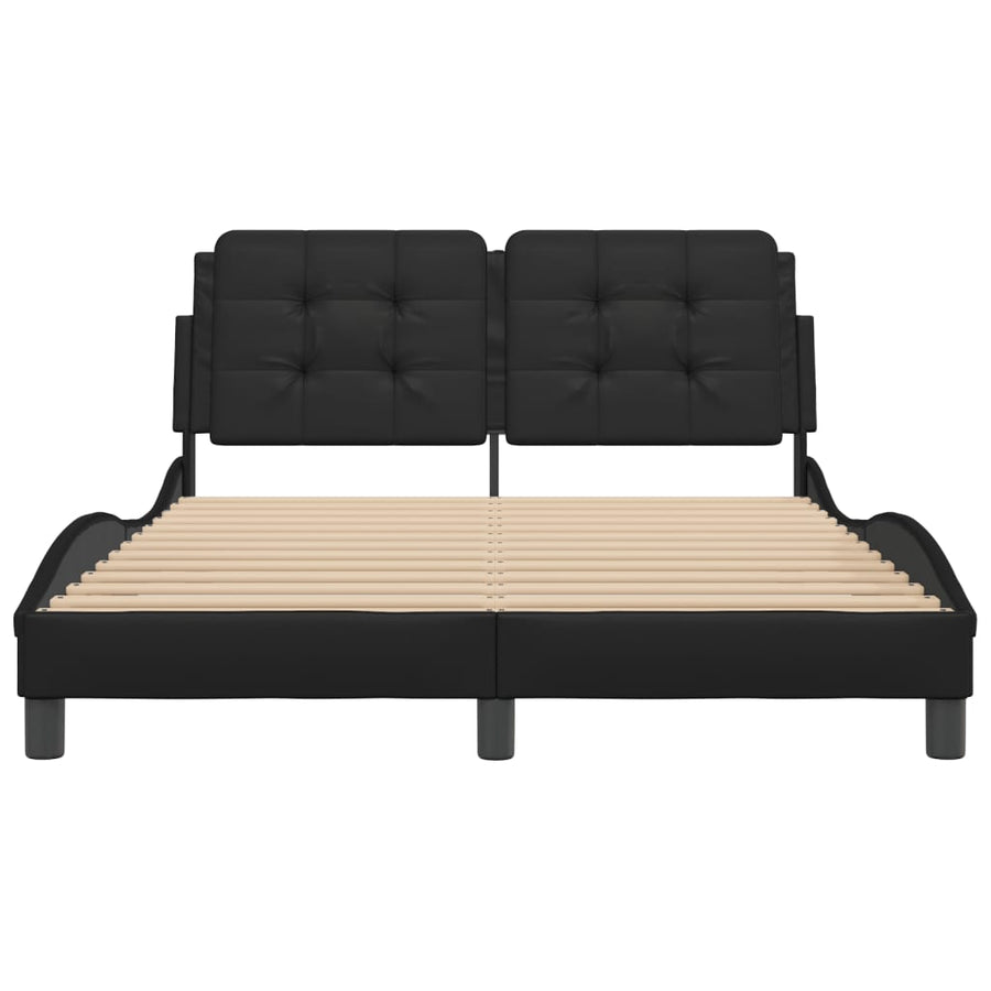 Bedframe met hoofdbord kunstleer zwart 140x200 cm
