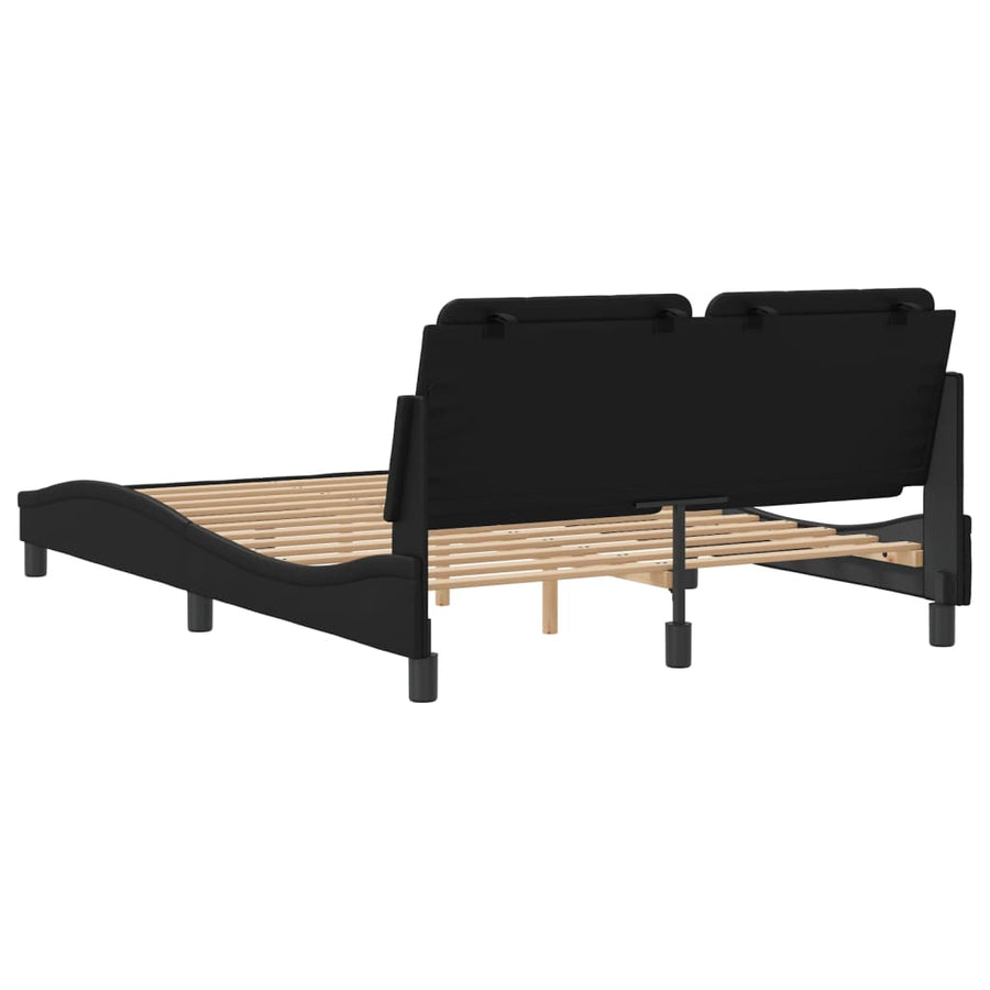 Bedframe met hoofdbord kunstleer zwart 140x200 cm