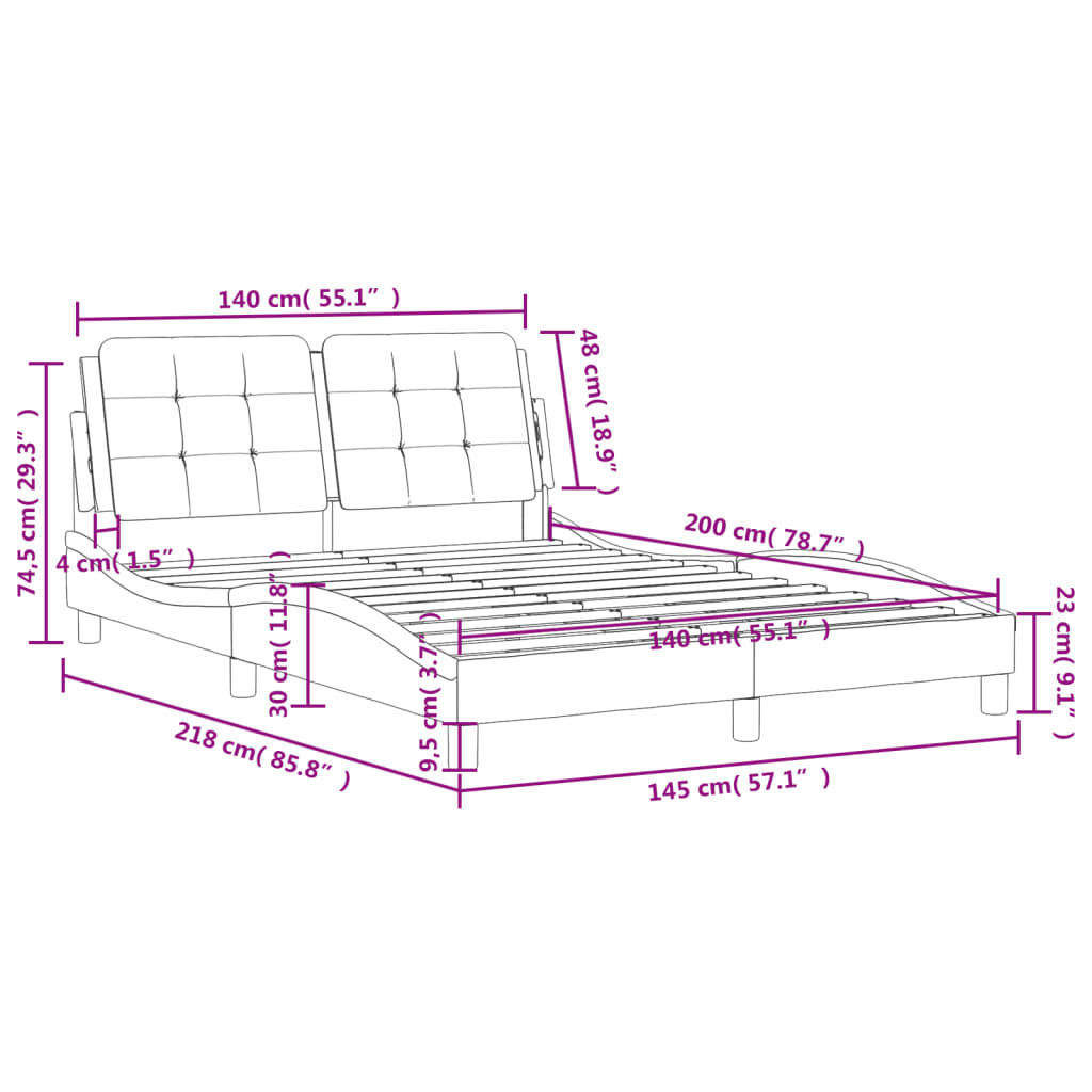 Bedframe met hoofdbord kunstleer wit 140x200 cm