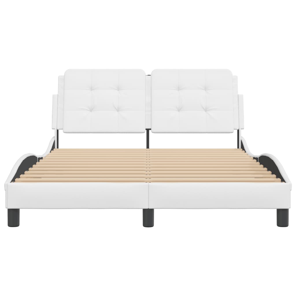 Bedframe met hoofdbord kunstleer wit 140x200 cm
