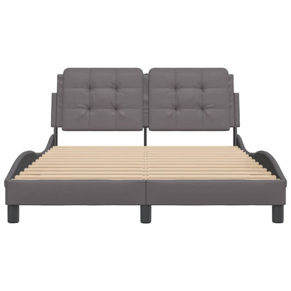 Bedframe met hoofdbord kunstleer grijs 140x200 cm