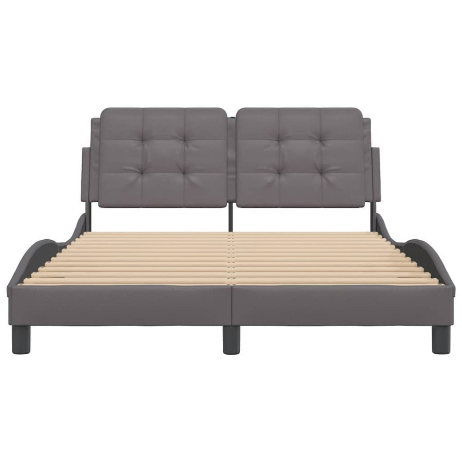 Bedframe met hoofdbord kunstleer grijs 140x200 cm